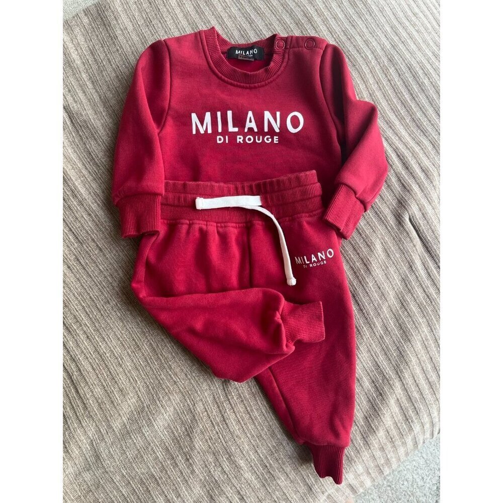 Milano Di Rouge Red Lux Baby Signature Sweatsuit 6-9 Months